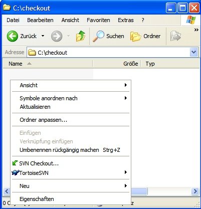 screenshot of SVN checkout screenshot of SVN checkout